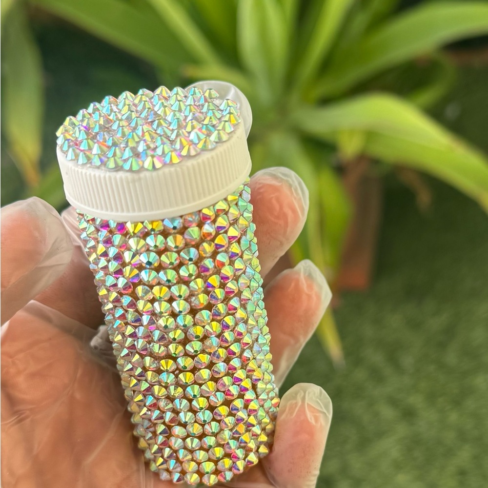 Iridescent Rhinestone Decorated Bottle